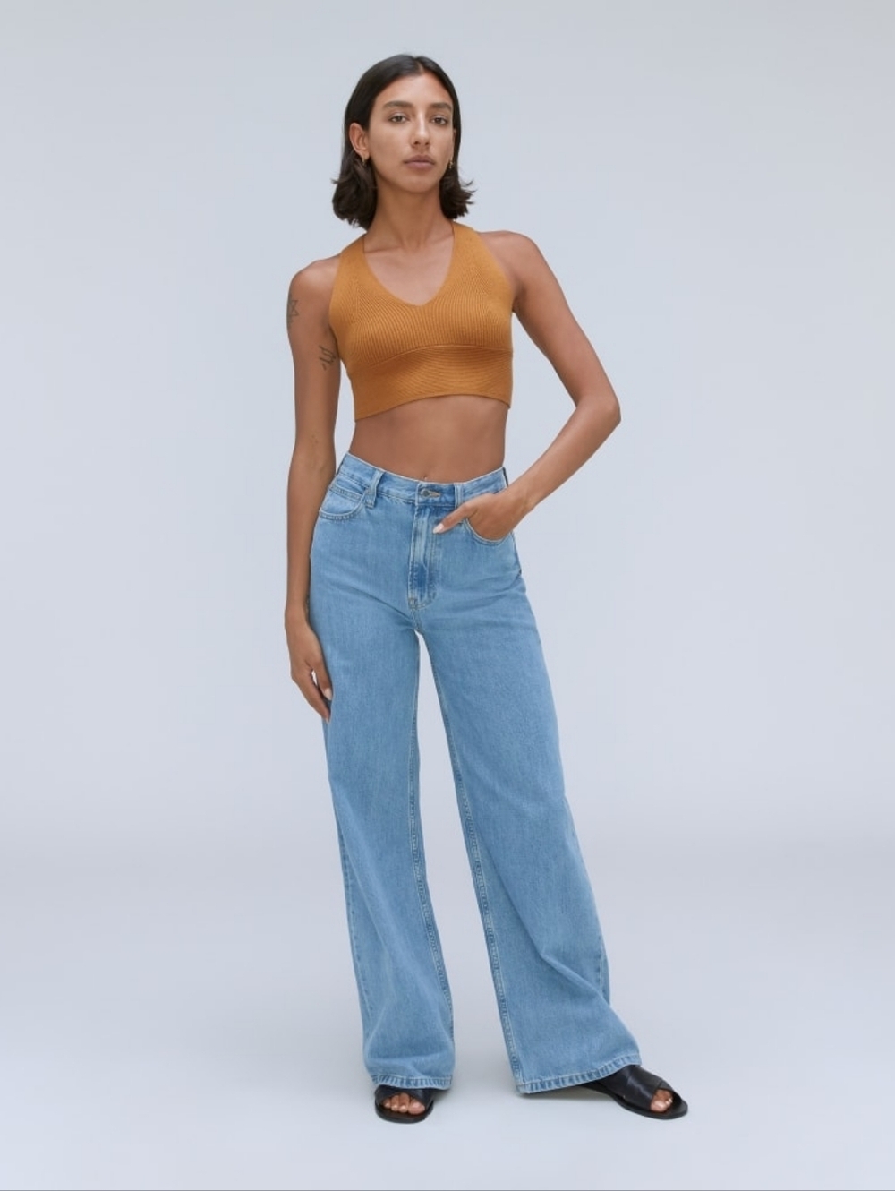NWT New Everlane The Baggy Jean Low Rise Blue Denim Women's 33 Regular Wide Leg - Picture 2 of 11